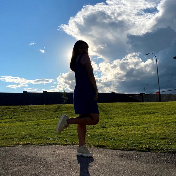 Blue Oversized Denim Overalls with Pockets - Picture 3 of 3